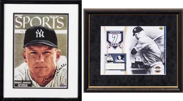 Mickey Mantle Signed Framed Pieces Lot Of 2  (UDA)